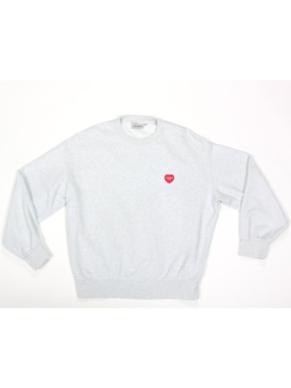 Carhartt WIP Ash Gray Heart Patch Logo Fleece Crewneck Sweatshirt Men’s sz L 471